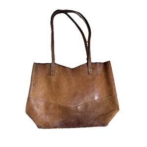 Elevate Worn Leather Tote Genuine Full Grain Brown Bag Purse Large Distressed